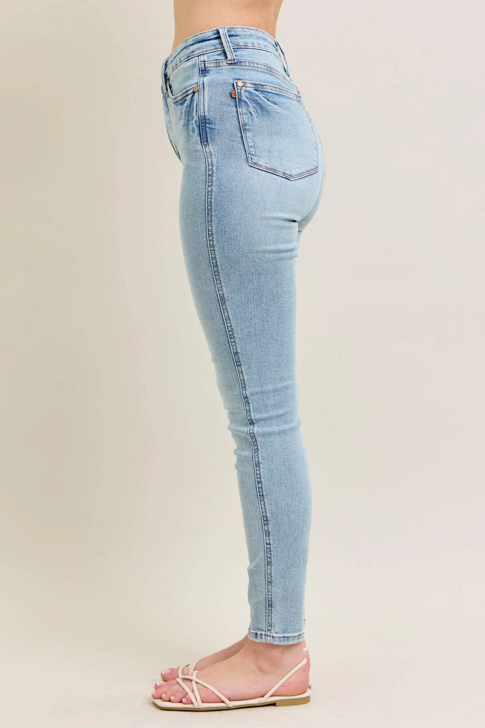 Judy Blue Full Size Mr Tummy Control Vintage Wash Skinny Jeans Plus Size - Sydney So Sweet