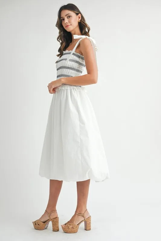 MABLE Smocked Bodice Bubble Midi Dress - Sydney So Sweet