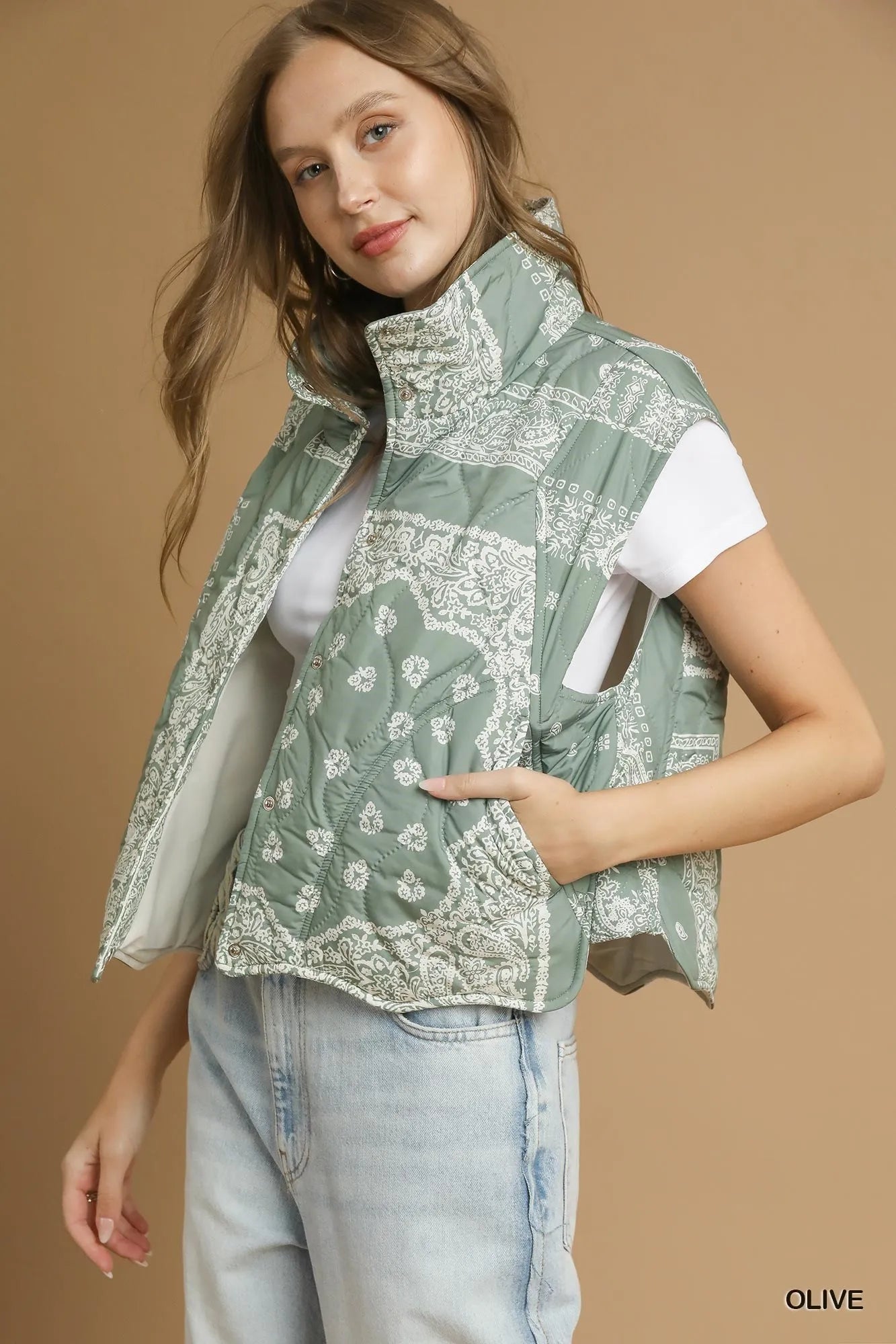 Umgee Bandana Print Quilted Puffer Vest - Sydney So Sweet
