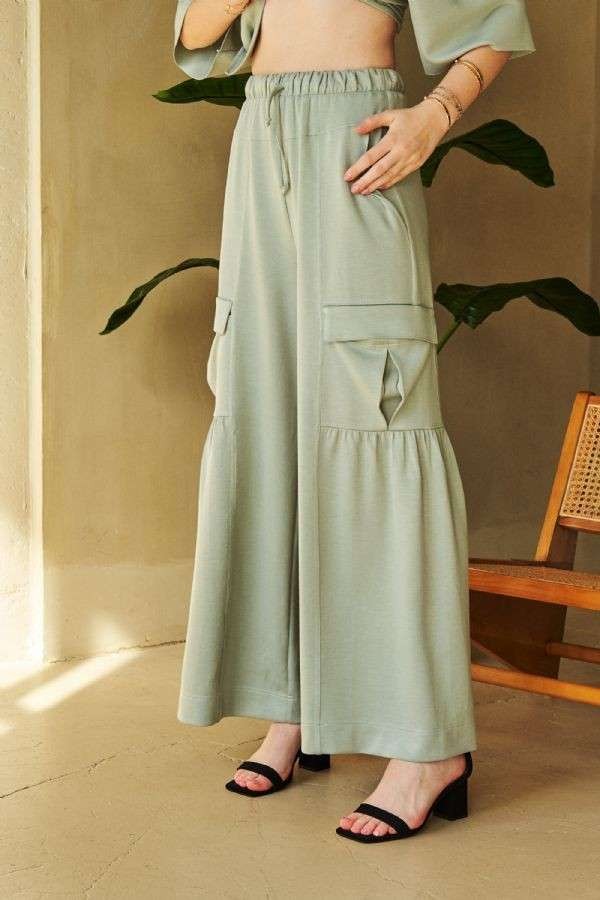 Davi &amp; Dani Drawstring Ruched Detail Wide Leg Pants - Sydney So Sweet