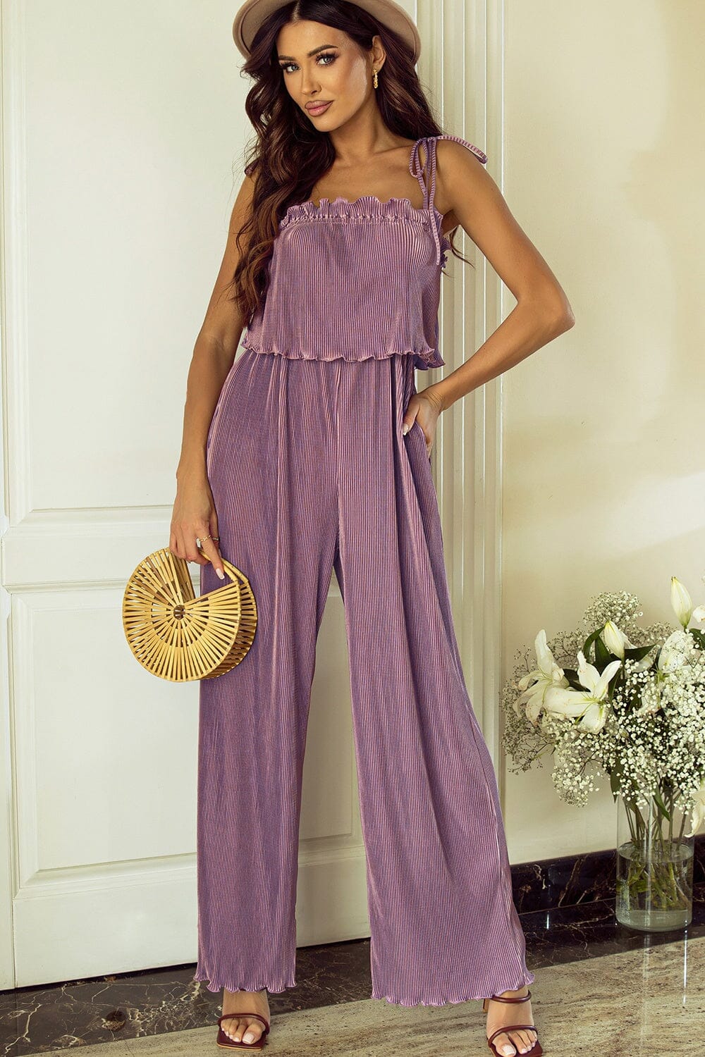 Square Neck Spaghetti Strap Jumpsuit - Sydney So Sweet