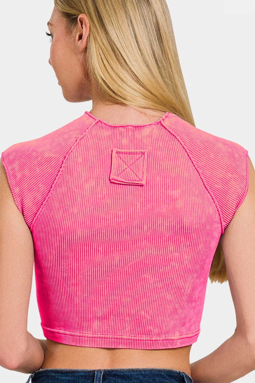 Zenana Ribbed Round Neck Cropped Top - Sydney So Sweet