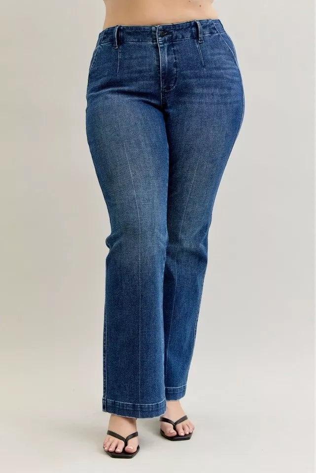 Judy Blue Full Size Mid Rise Bootcut Jeans with Welt Pockets Plus Size - Sydney So Sweet