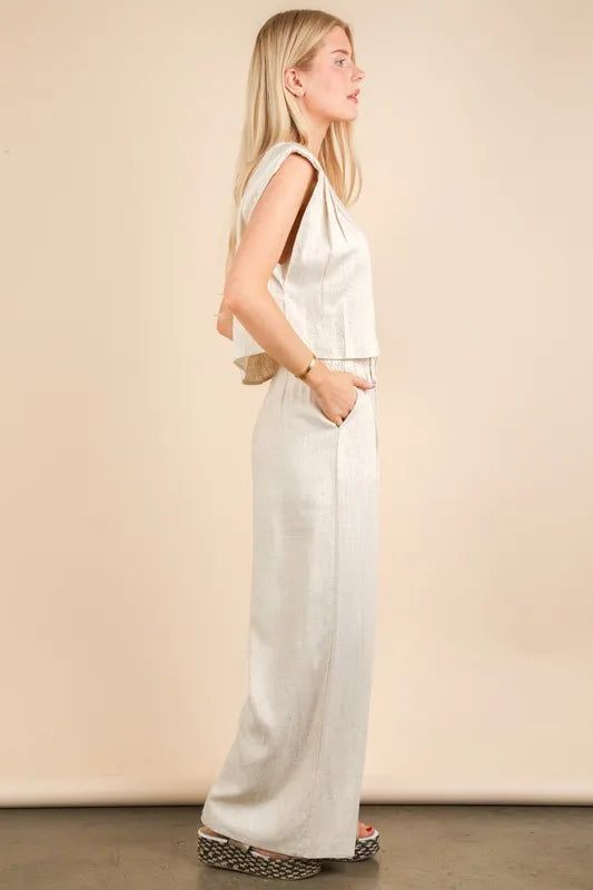 VERY J Solid Woven Top & Pants Set - Sydney So Sweet