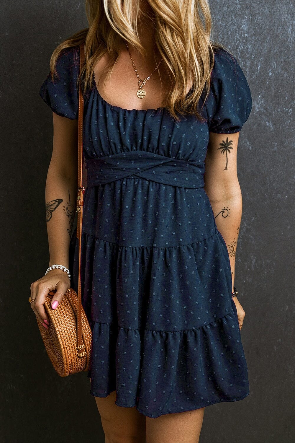 Swiss Dot Short Sleeve Mini Dress - Sydney So Sweet