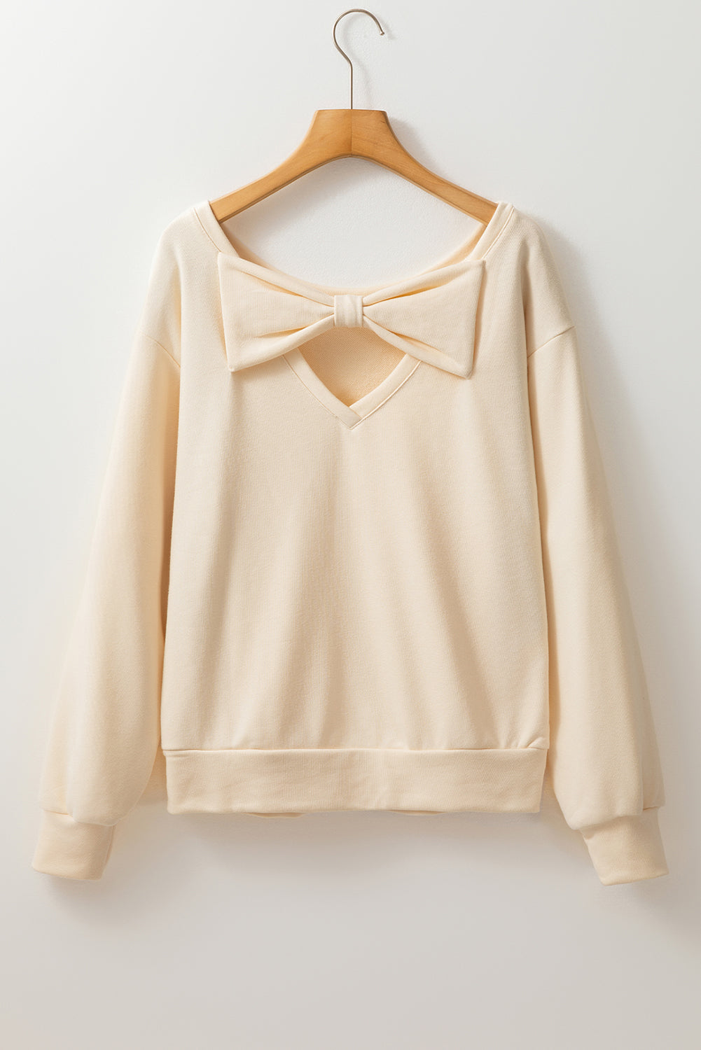 Bow Cutout Round Neck Long Sleeve Sweatshirt - Sydney So Sweet