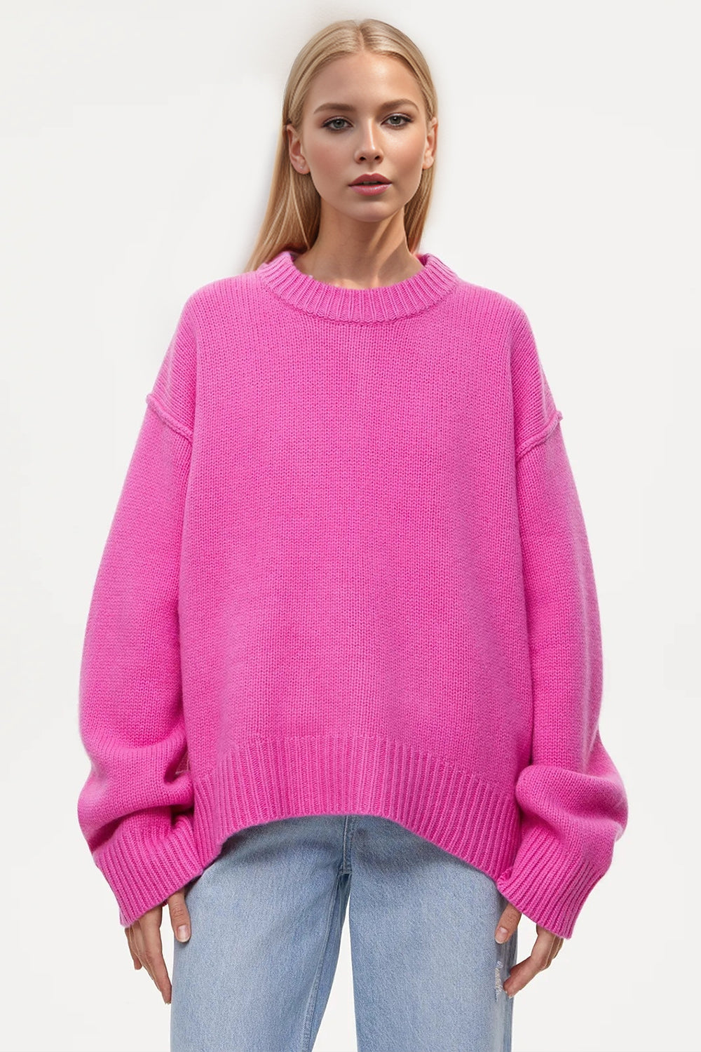 Basic Bae Round Neck Dropped Shoulder Sweater - Sydney So Sweet