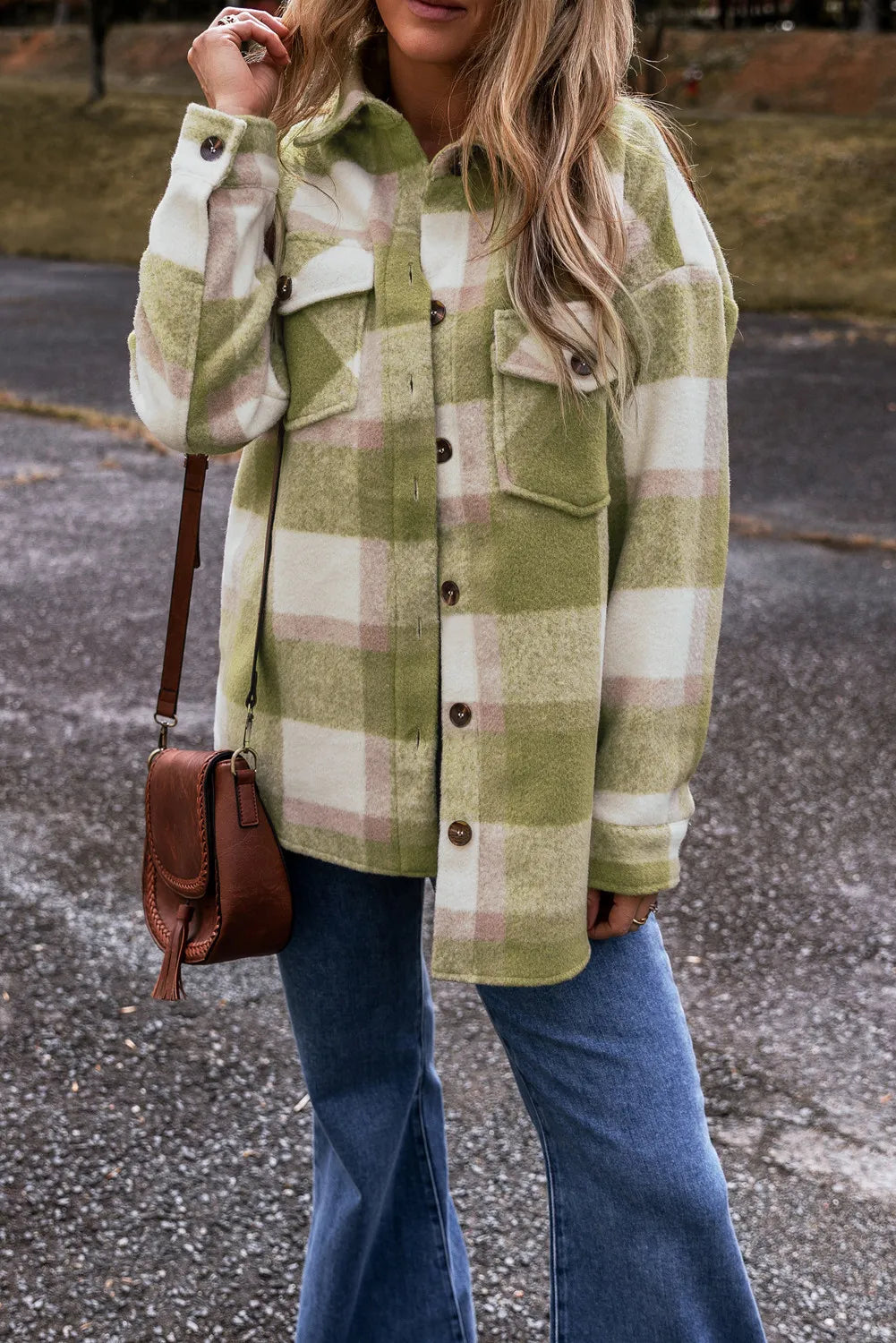 Plaid Button Up Long Sleeve Jacket - Sydney So Sweet