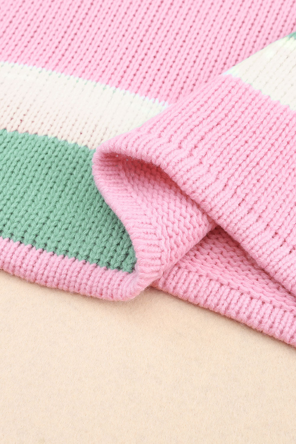 Color Block Round Neck Drop Shoulder Sweater - Sydney So Sweet