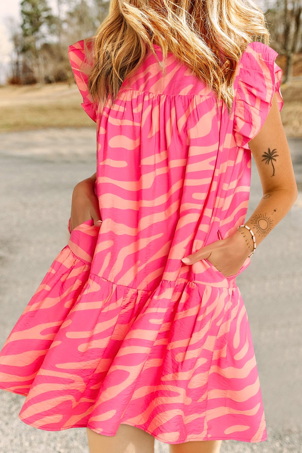 Ruffled Printed Cap Sleeve Mini Dress - Sydney So Sweet