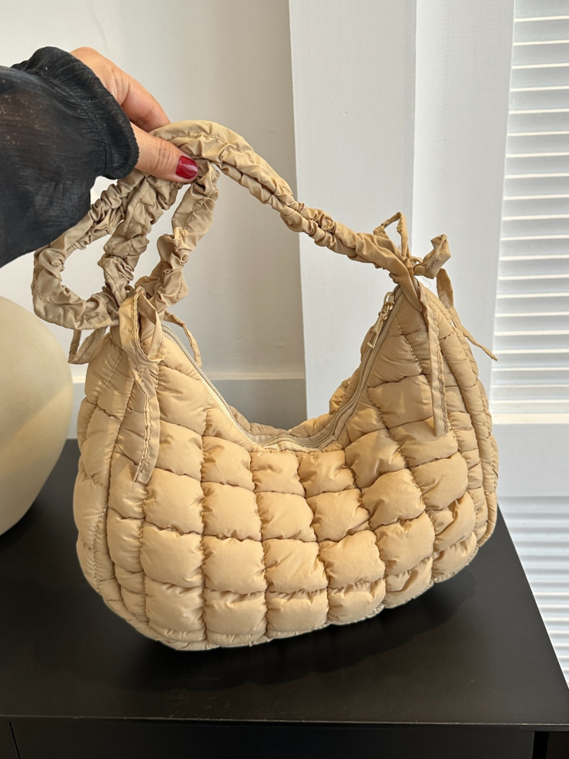 Bubble Texture Ruched Strap Quilted Shoulder Bag - Sydney So Sweet