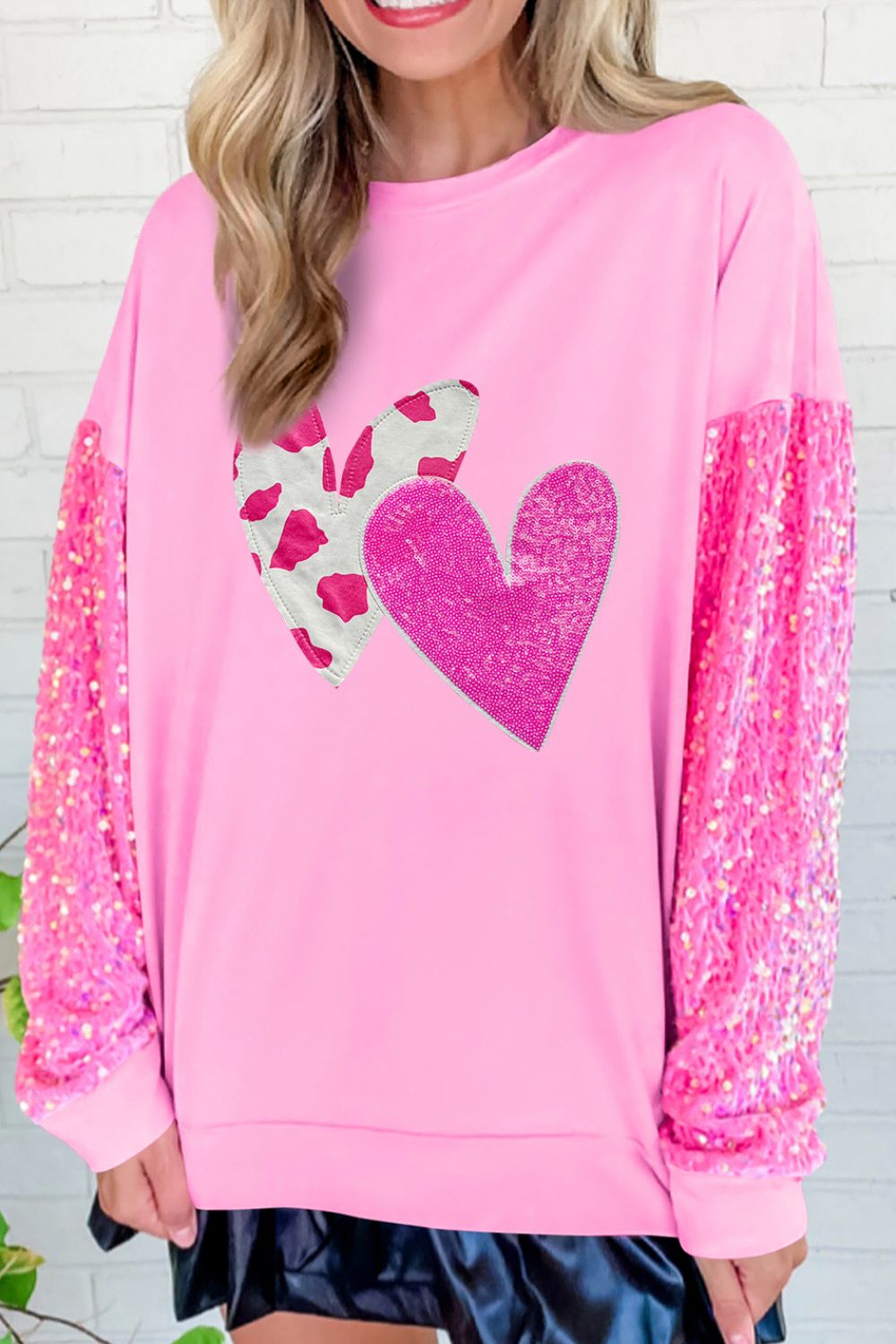 Valentine’s Day Sequin Heart Long Sleeve Sweatshirt - Sydney So Sweet