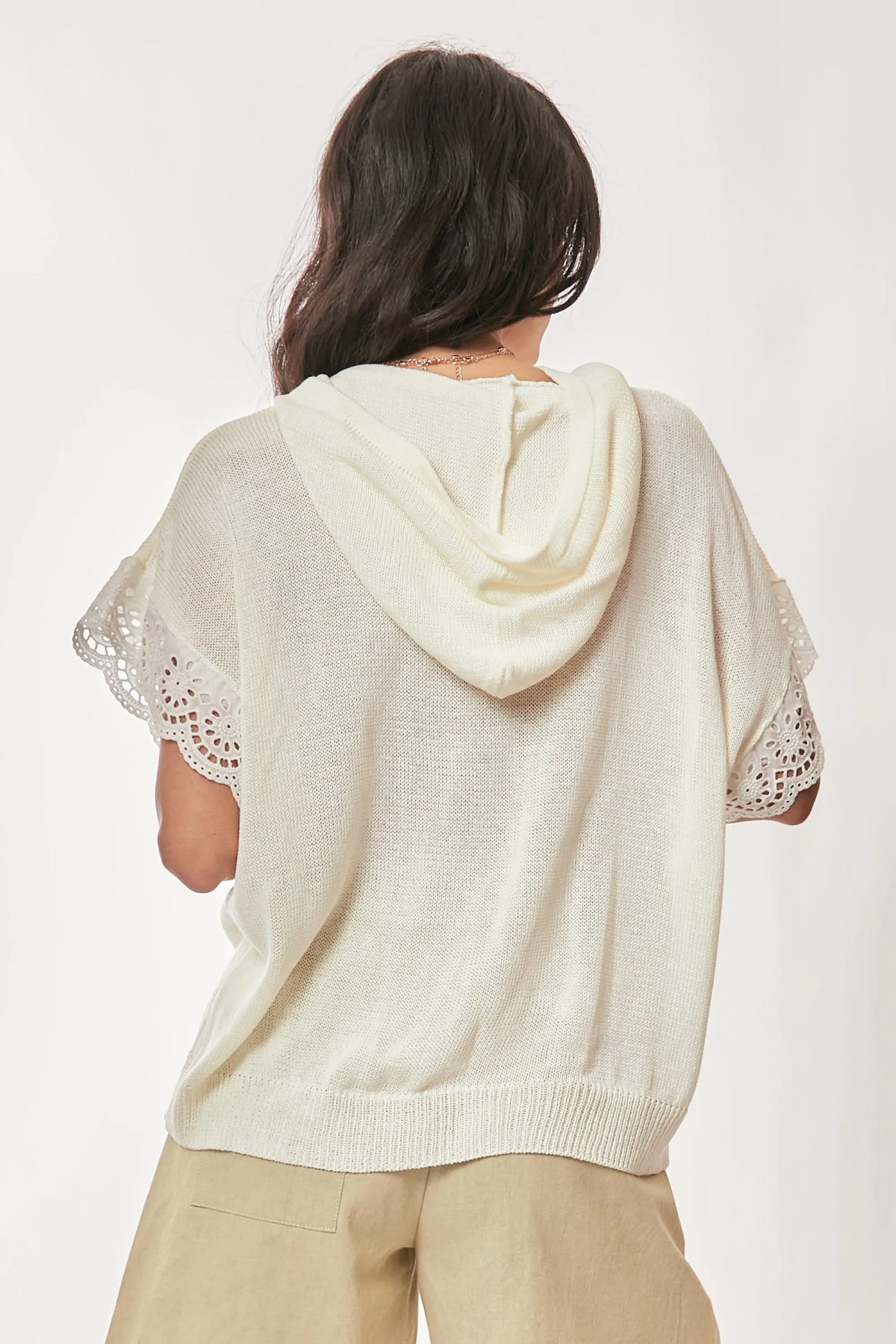 Davi & Dani American Flag Loose Fit Lace Sleeve Hoodie Top - Sydney So Sweet