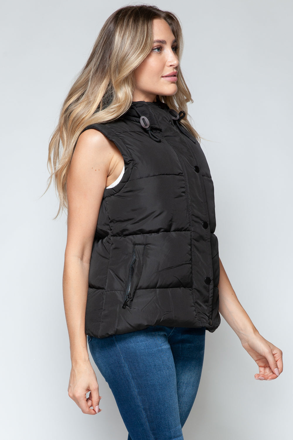 Snobbish Snap and Zip Closure Hooded Vest - Sydney So Sweet