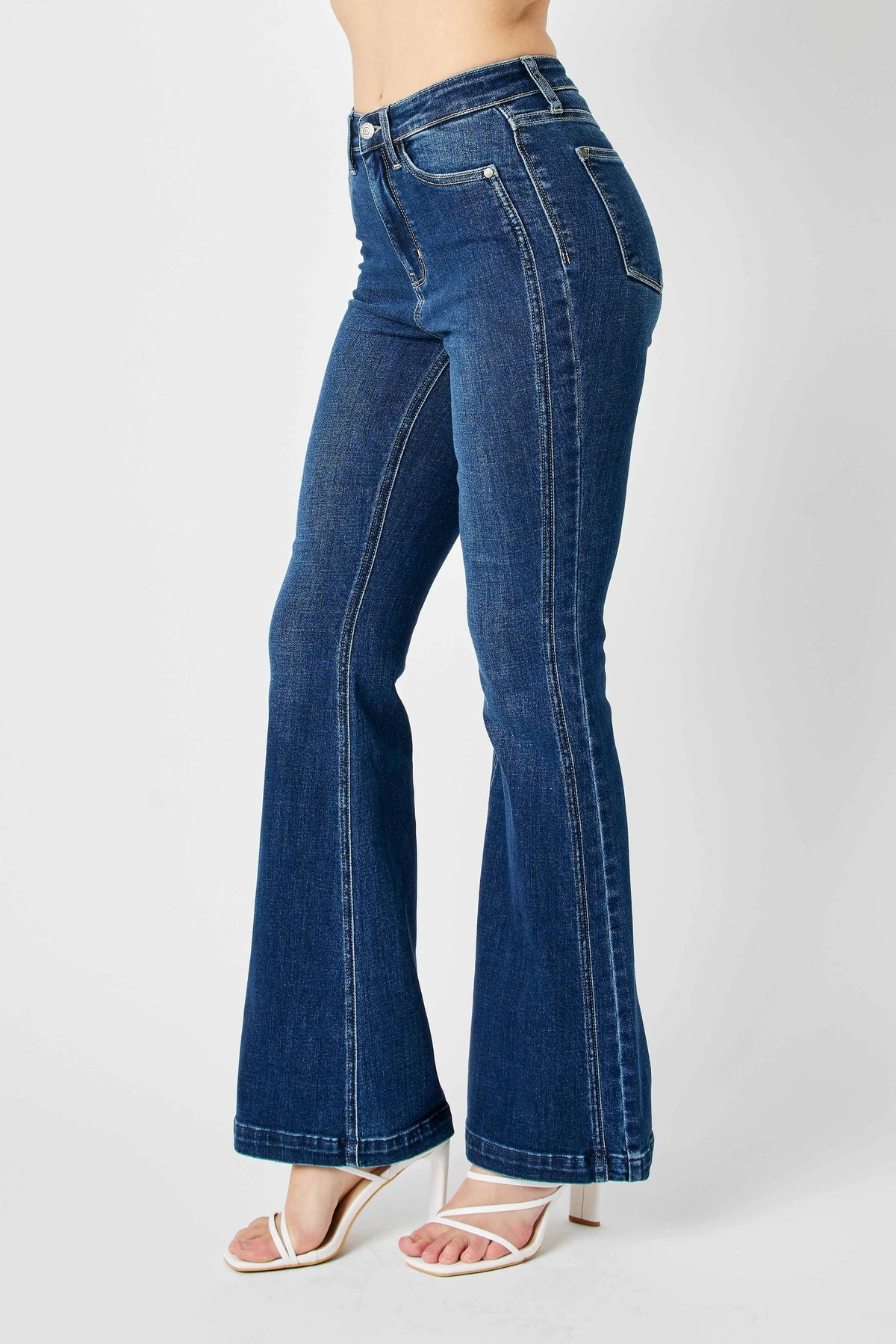 Judy Blue Full Size Hw Angled Side Seam Detail Flare Jeans Plus Size - Sydney So Sweet