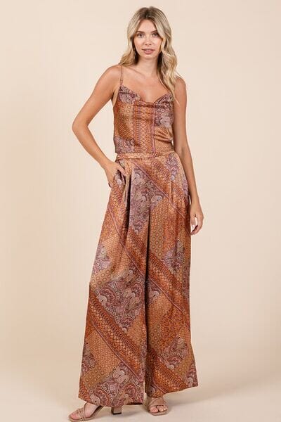 Mittoshop Paisley Patchwork Print Satin Cowl Neck Crop Cami - Sydney So Sweet