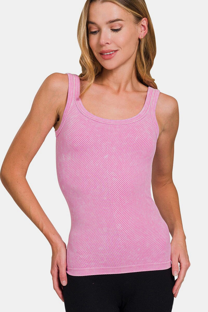 Zenana Ribbed Scoop Neck Tank - Sydney So Sweet