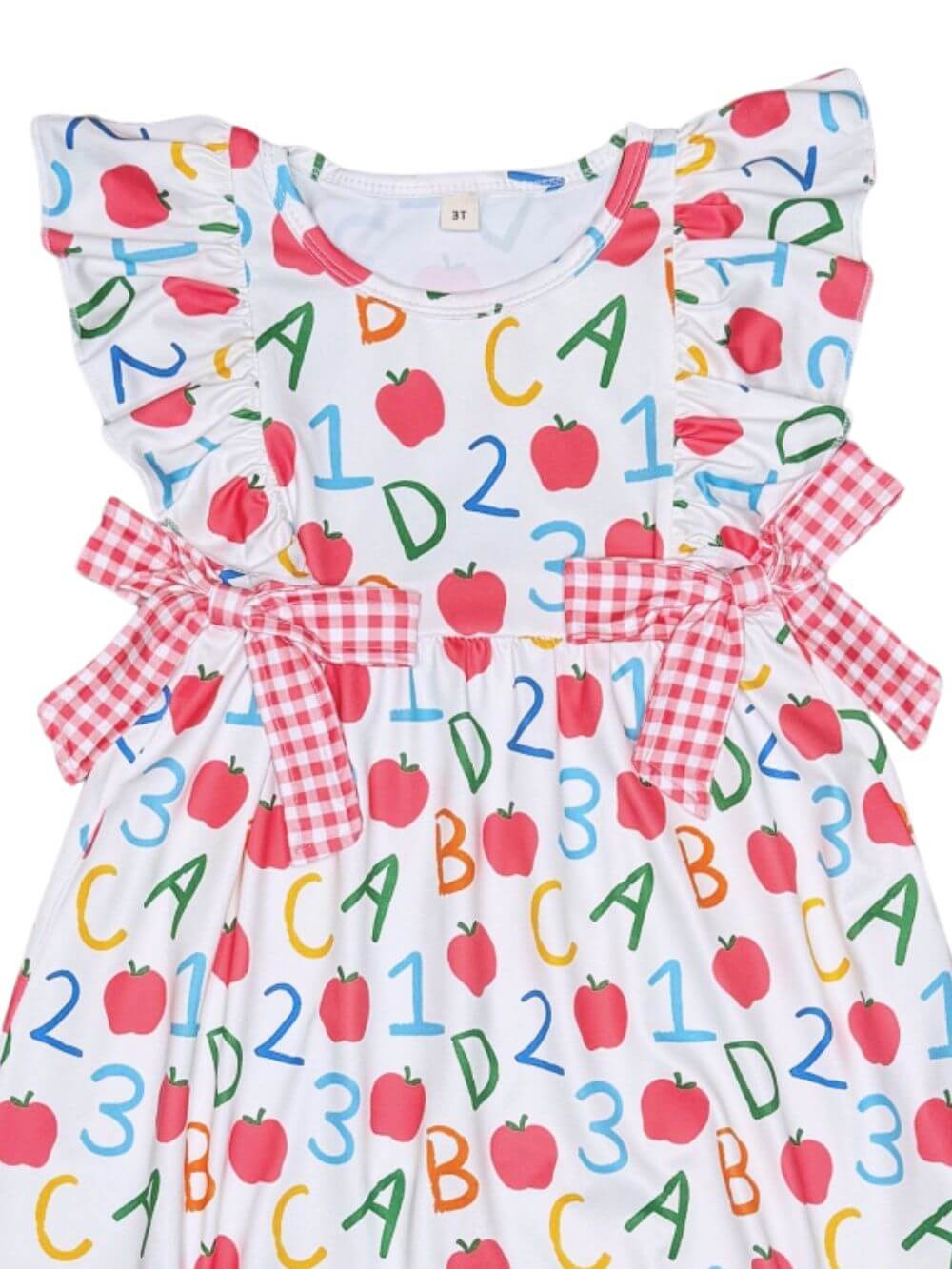 ABC Apple Girls Back to School Coquette Bow Dress