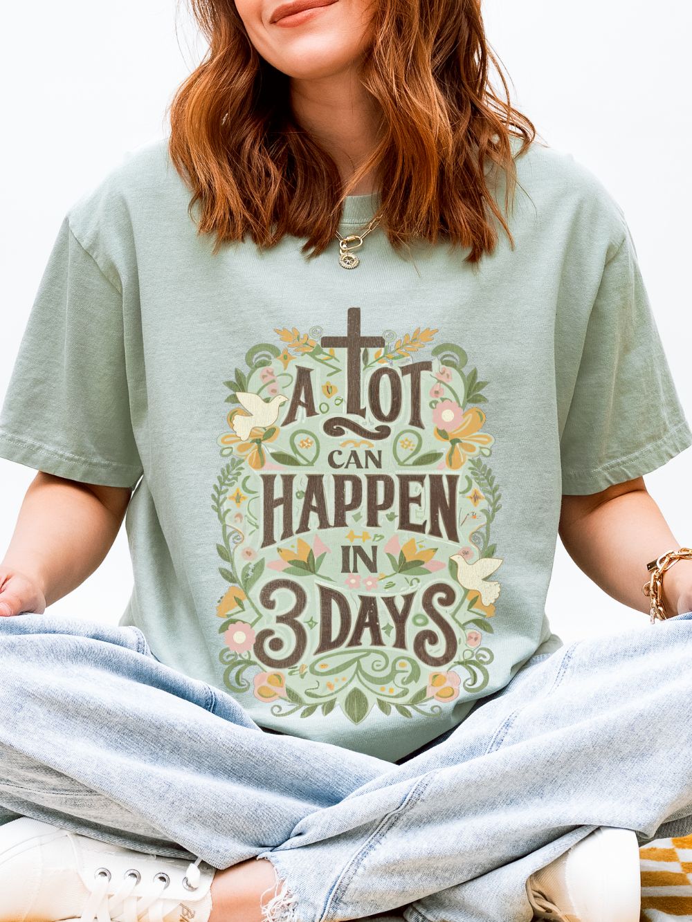 A Lot Can Happen in 3 Days T-Shirt Christian Faith Graphic Unisex Distressed Tee