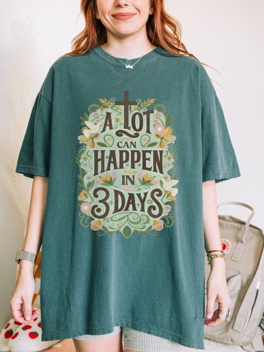 A Lot Can Happen in 3 Days T-Shirt Christian Faith Graphic Unisex Distressed Tee