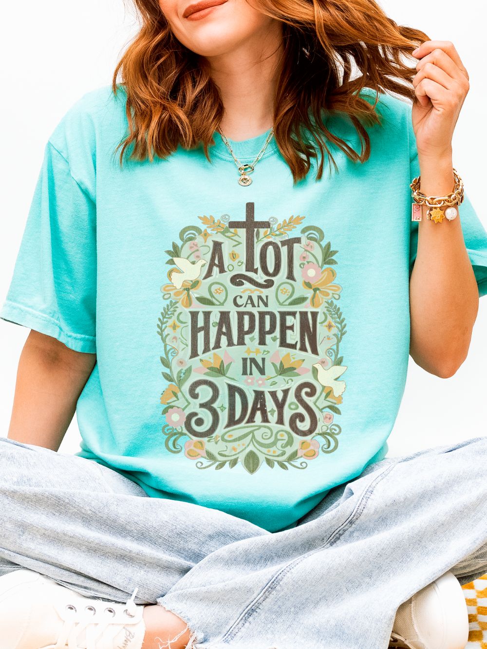A Lot Can Happen in 3 Days T-Shirt Christian Faith Graphic Unisex Distressed Tee