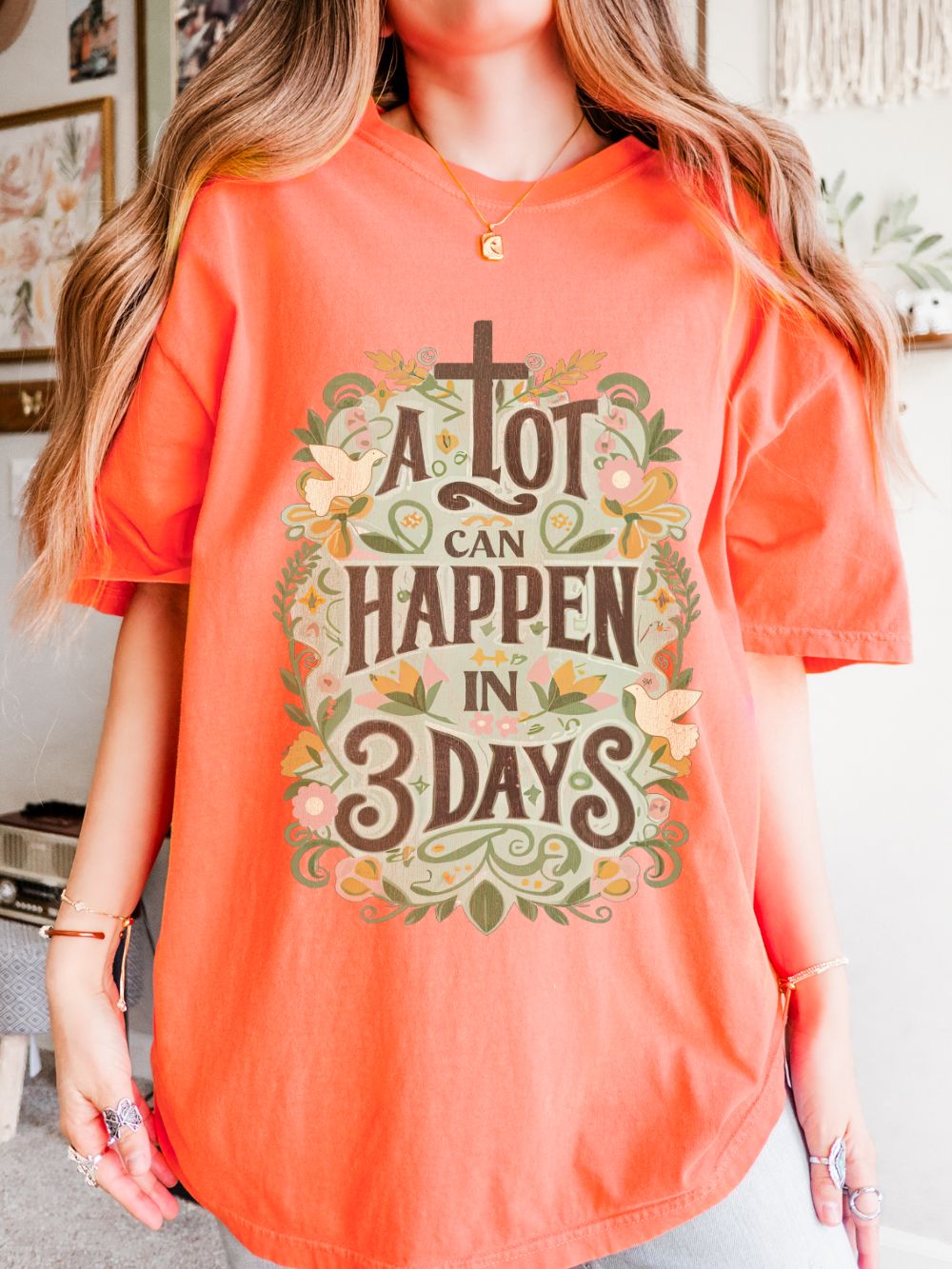 A Lot Can Happen in 3 Days T-Shirt Christian Faith Graphic Unisex Distressed Tee