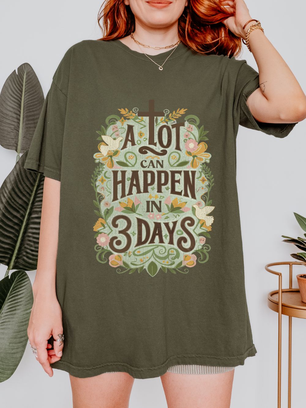 A Lot Can Happen in 3 Days T-Shirt Christian Faith Graphic Unisex Distressed Tee