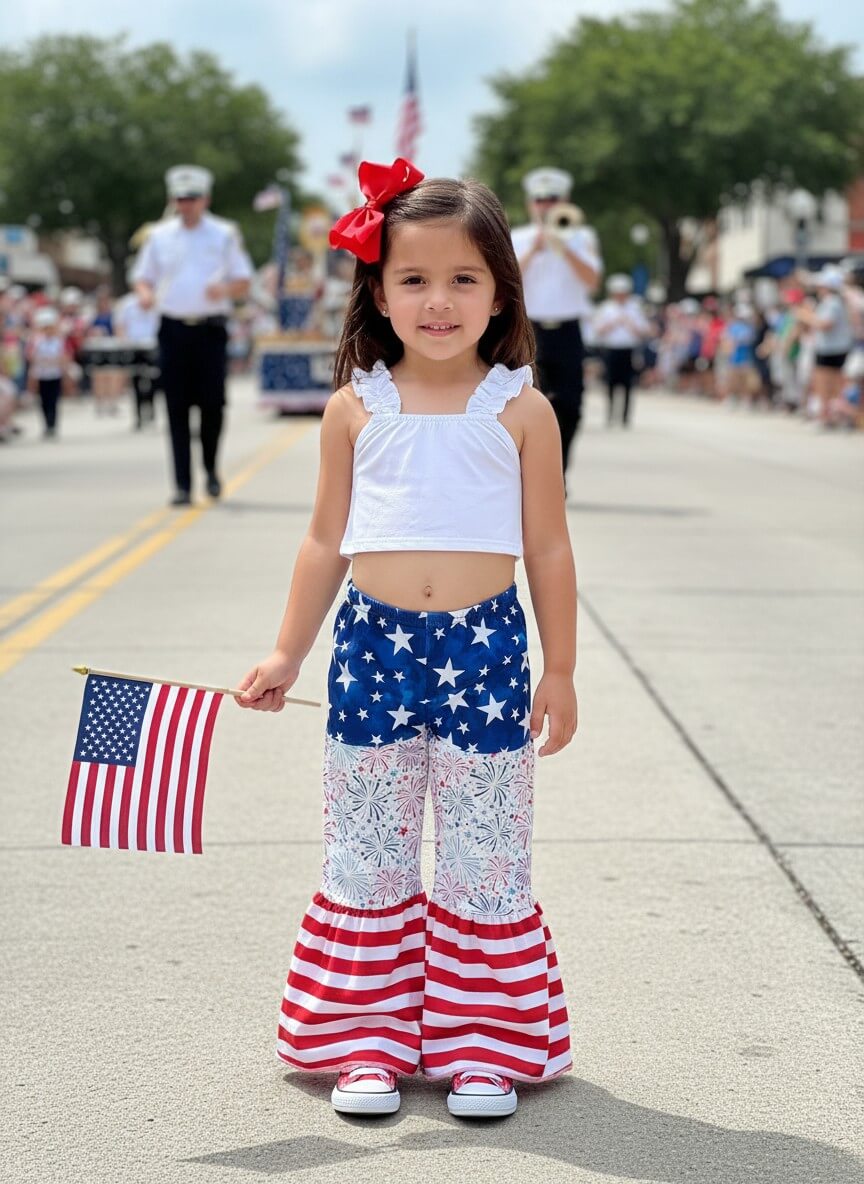 All American Girls Patriotic Bell Bottoms Outfit