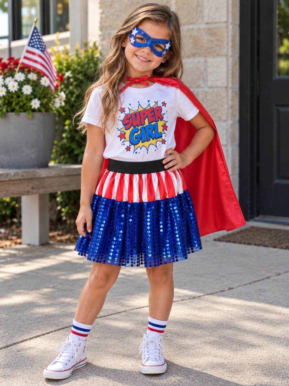 America Sequins & Stripes Superhero Tutu Skirt Costume for Girls, Women, Plus