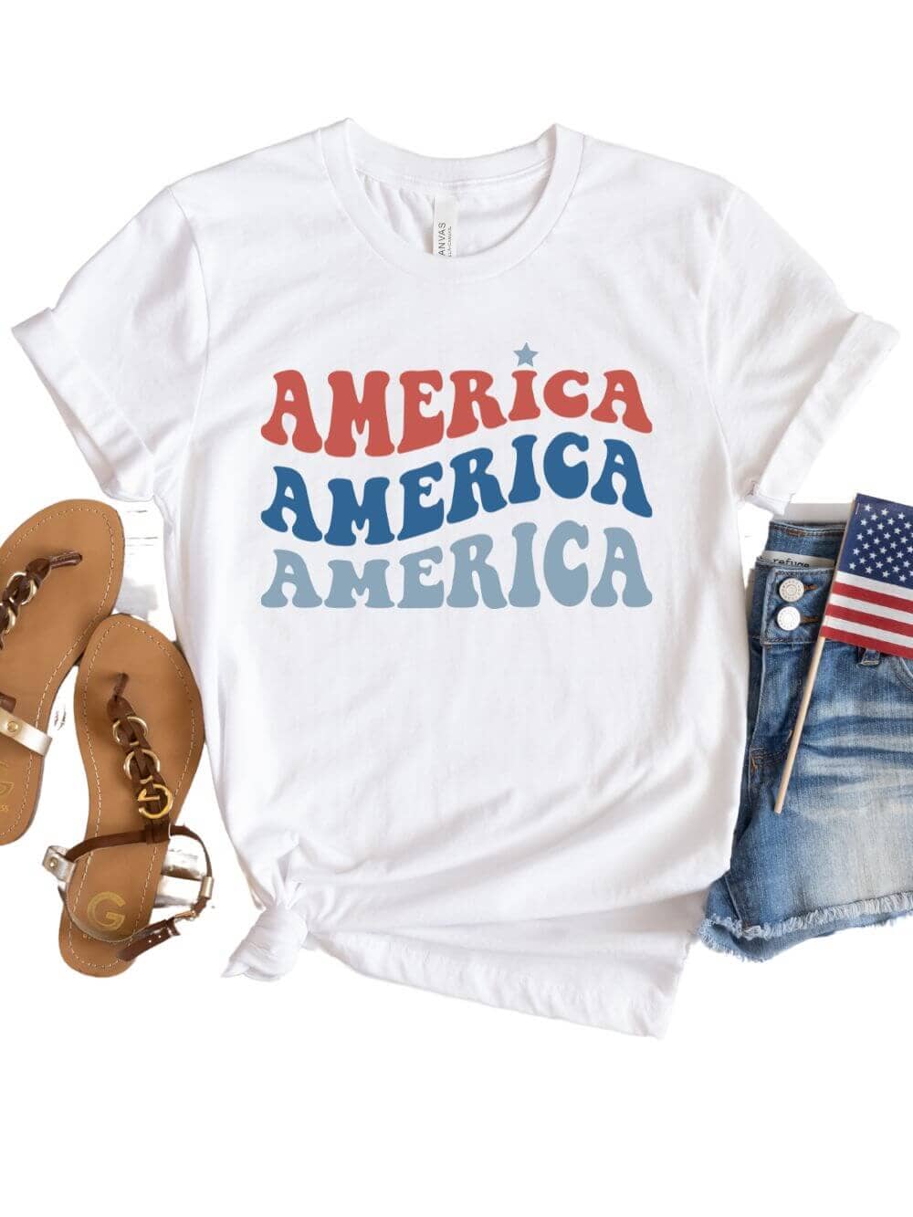 America America Retro Tee Patriotic 4th of July T-Shirt