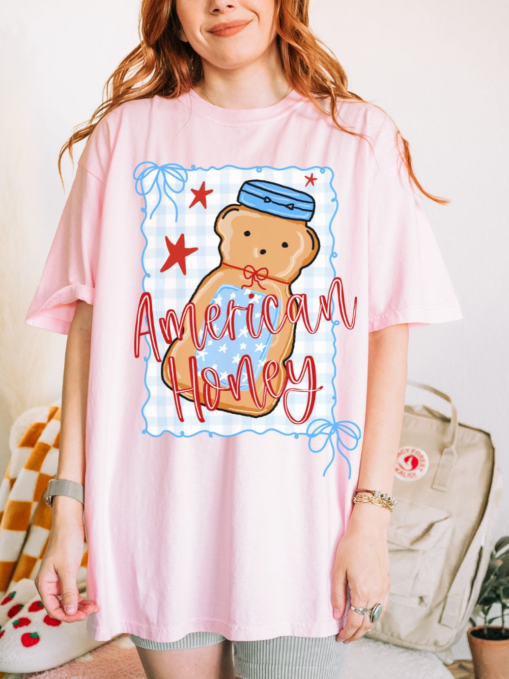 American Honey Bear T-Shirt Cute Patriotic Graphic Tee