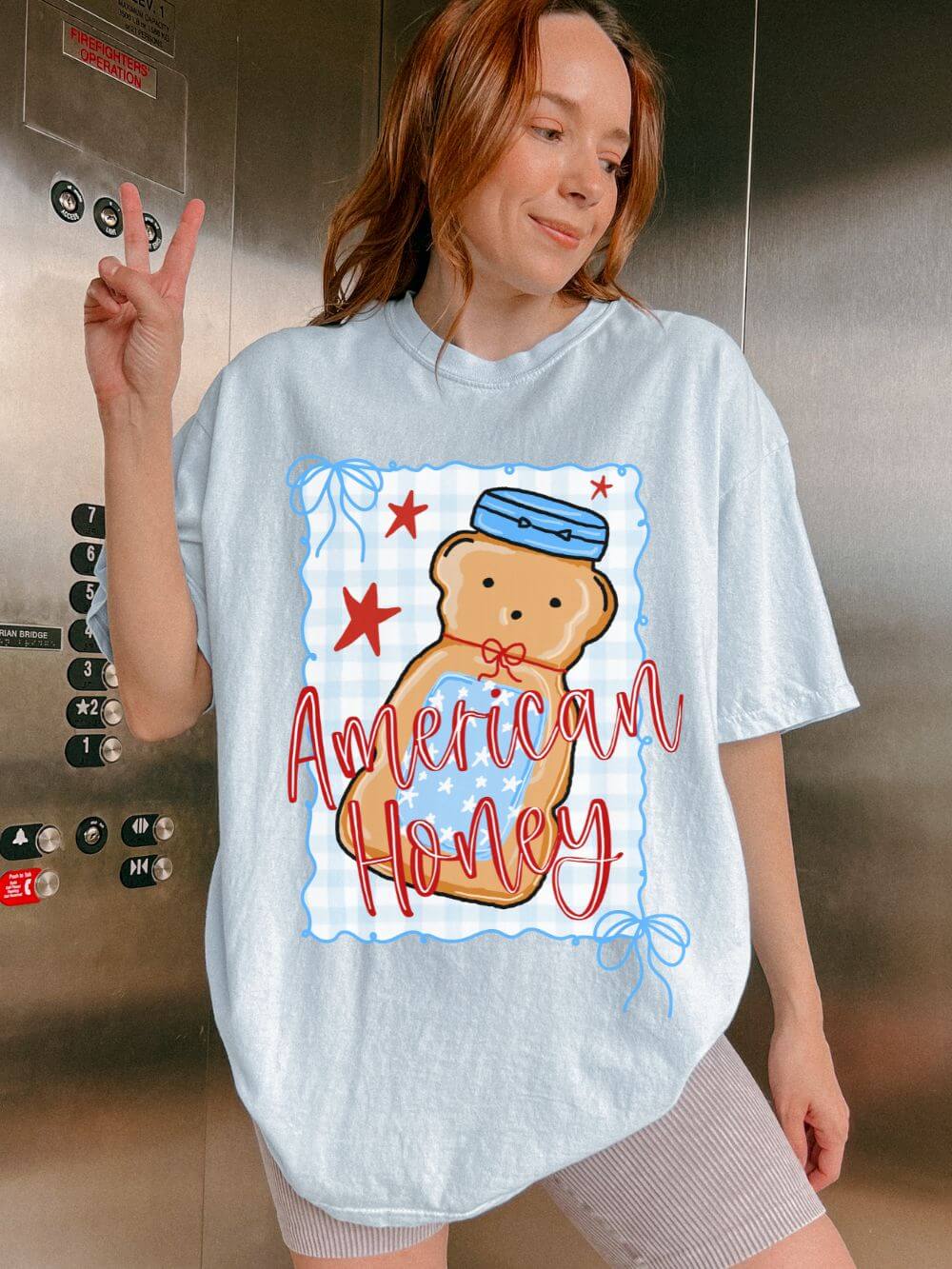American Honey Bear T-Shirt Cute Patriotic Graphic Tee