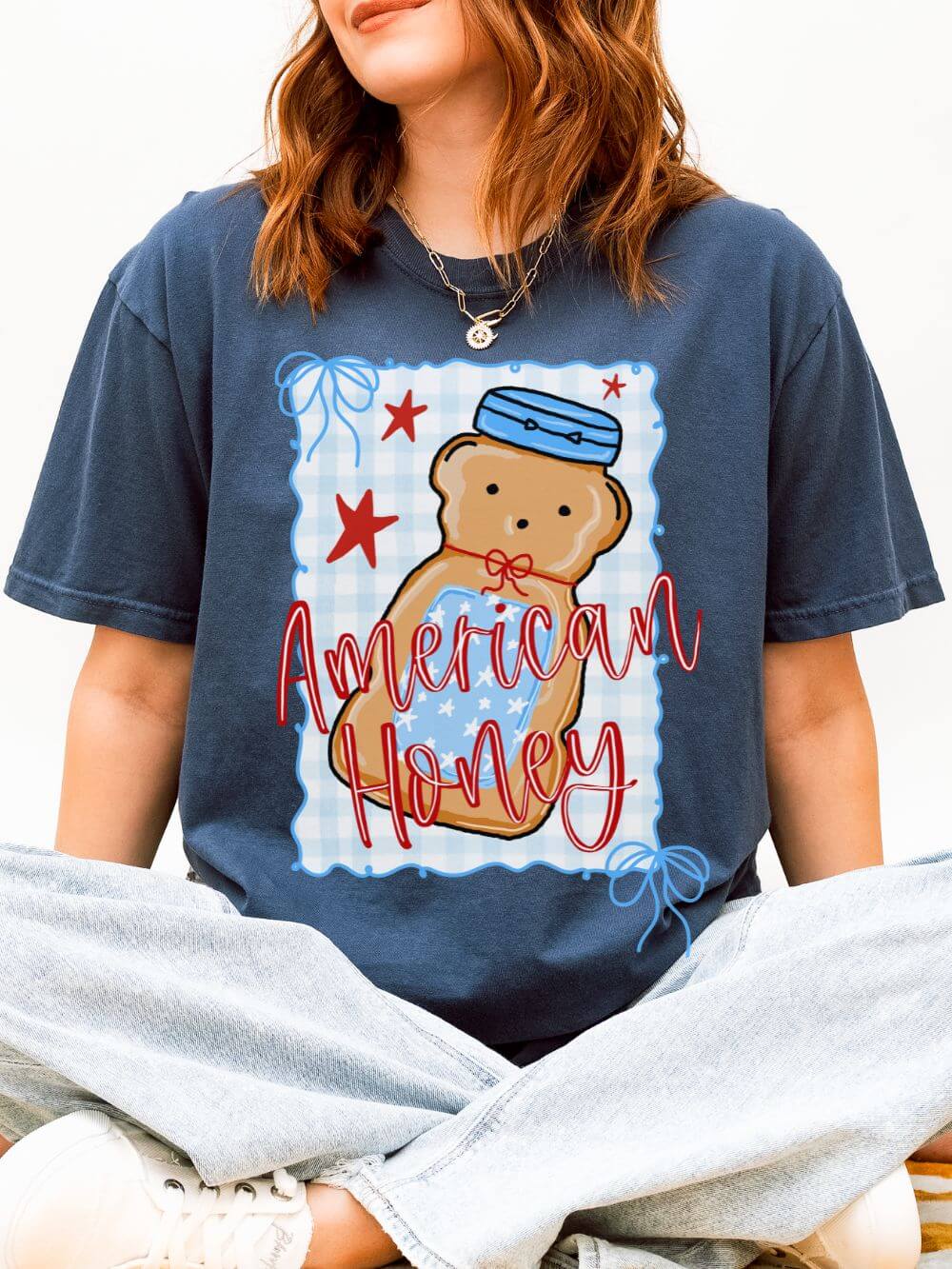 American Honey Bear T-Shirt Cute Patriotic Graphic Tee
