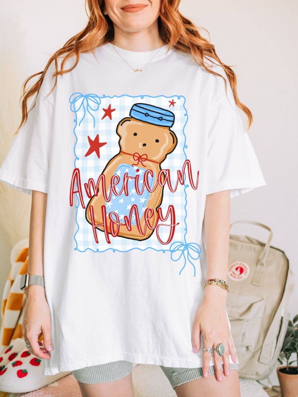 American Honey Bear T-Shirt Cute Patriotic Graphic Tee