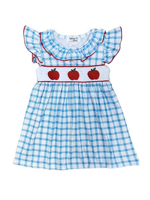 An Apple a Day Blue Check Back to School Dress - Sydney So Sweet