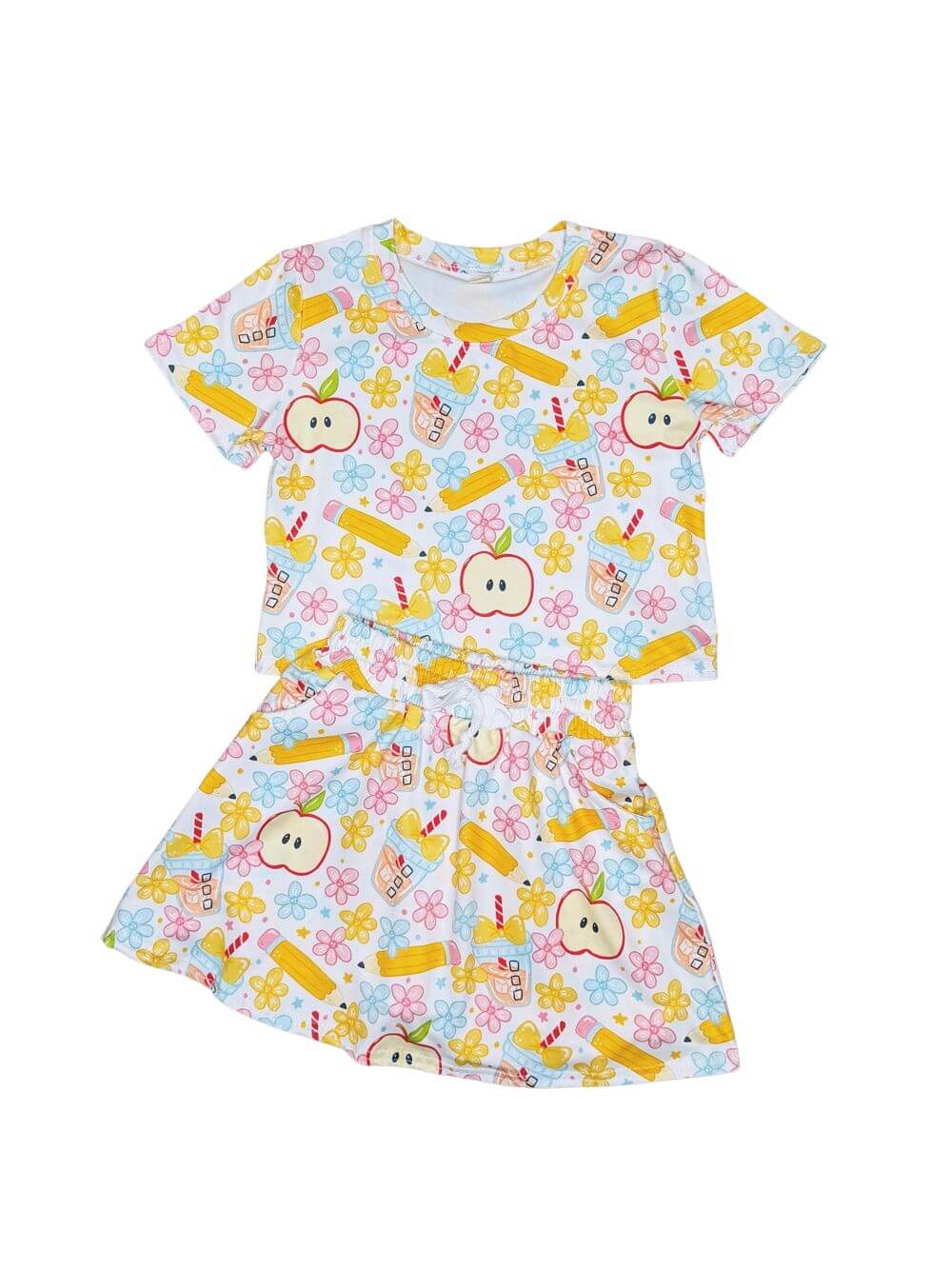 Apple & Pencil Girls Back to School Matching Skort Set
