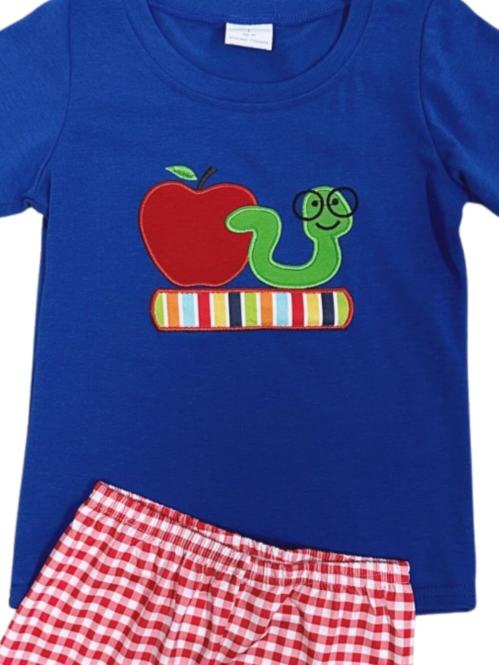 Apple and Worm Boys Back to School Gingham Shorts Outfit - Sydney So Sweet