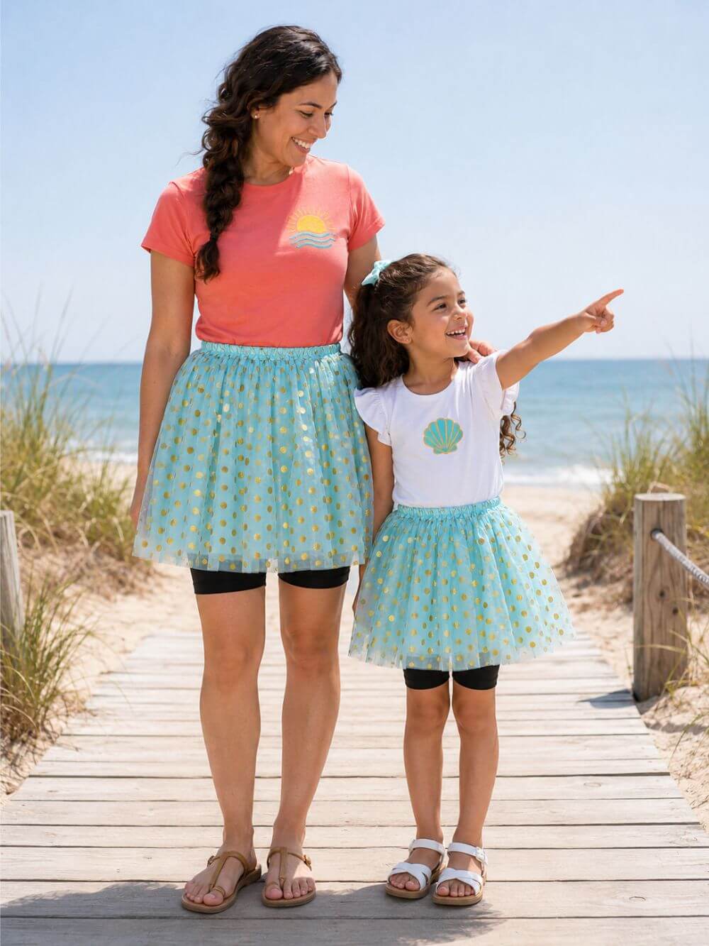 Aqua & Gold Polka Dot Tutu Skirt – Costume Tulle Skirt for Girls, Women & Plus Sizes