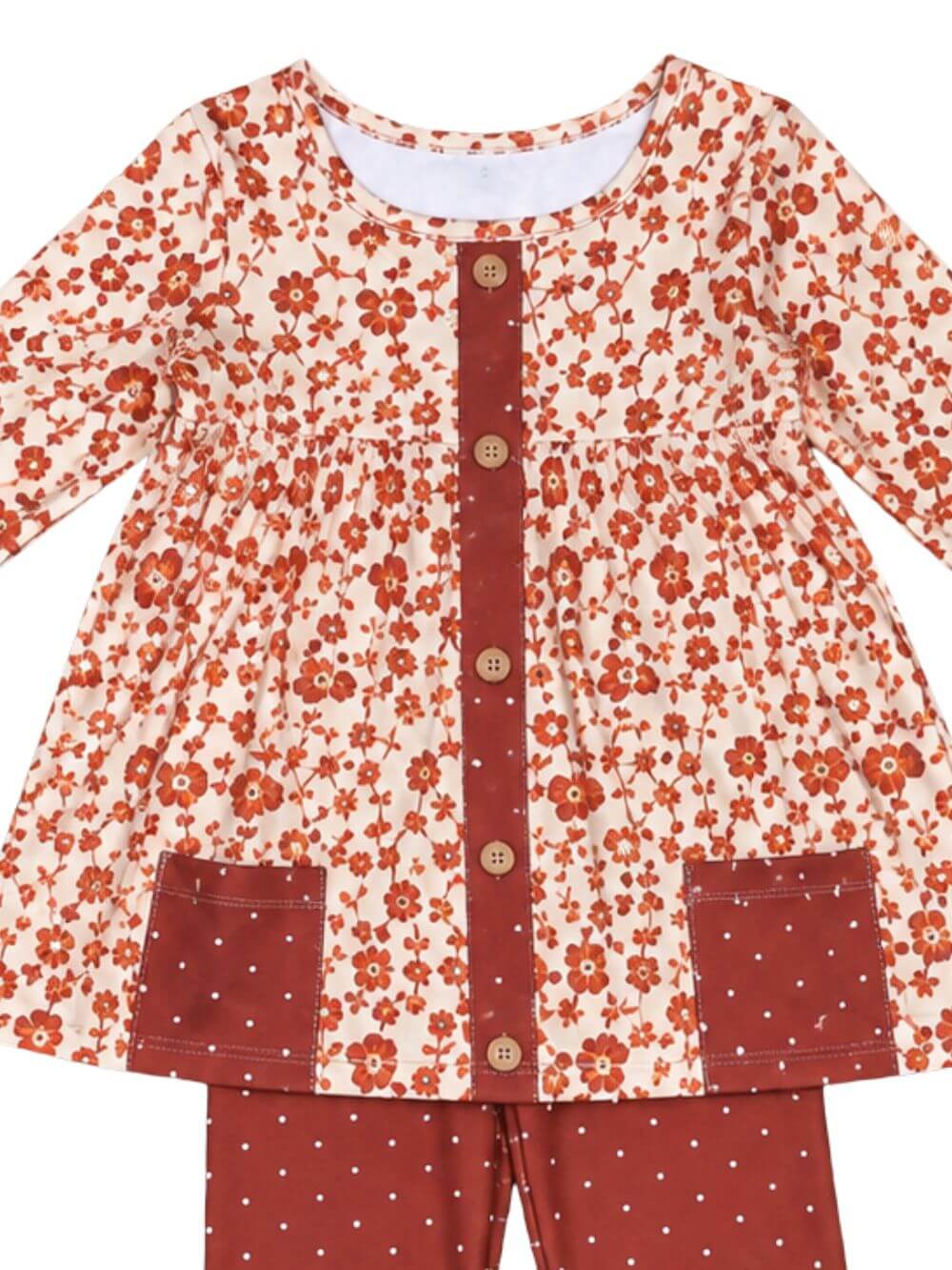 Autumn Blooms Rust Floral Girls Leggings Outfit
