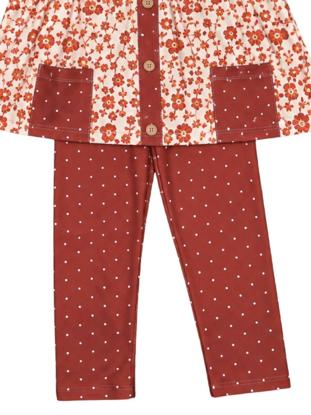 Autumn Blooms Rust Floral Girls Leggings Outfit