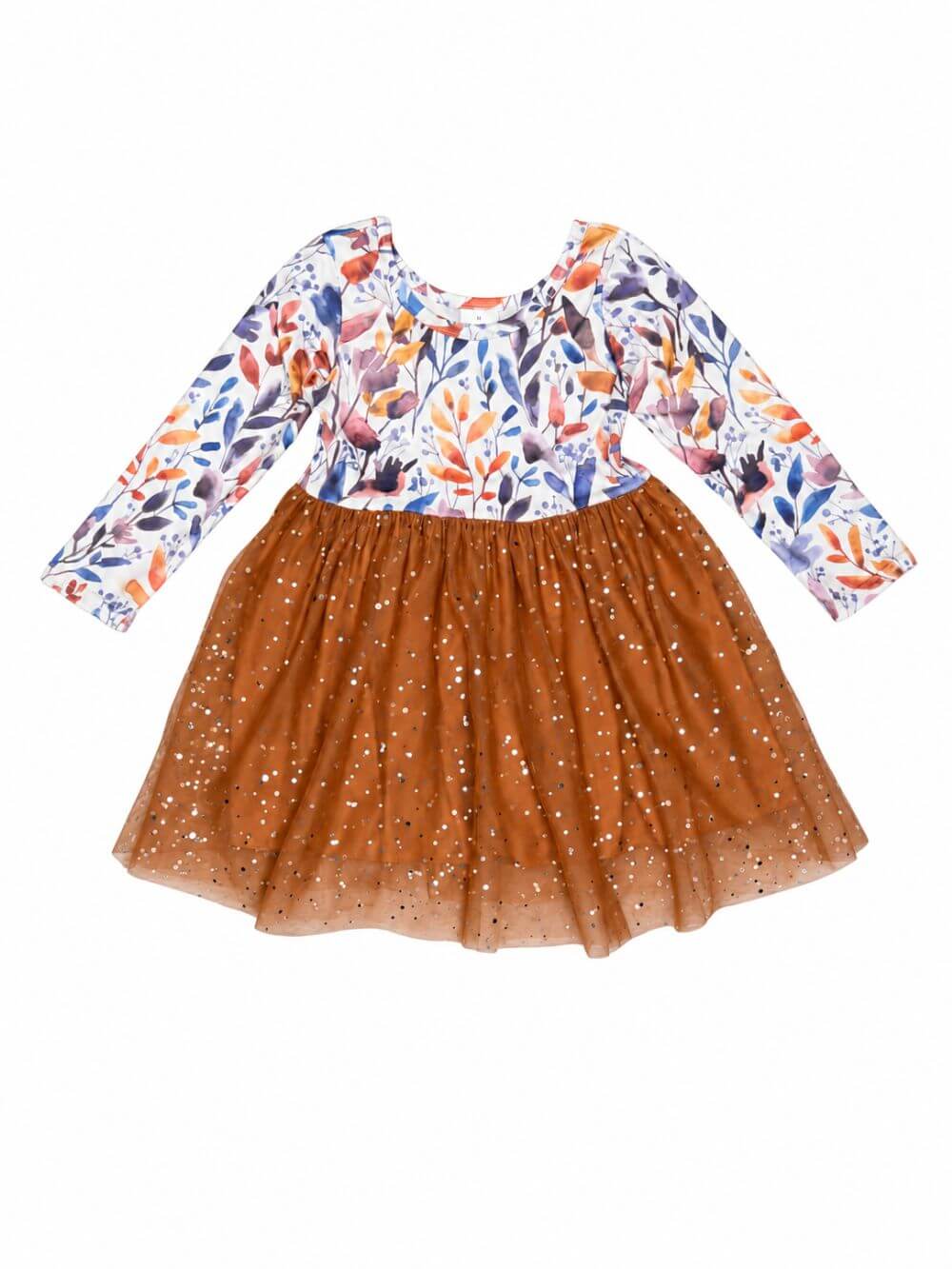Autumn Breeze Leaf Print Girls Tutu Dress