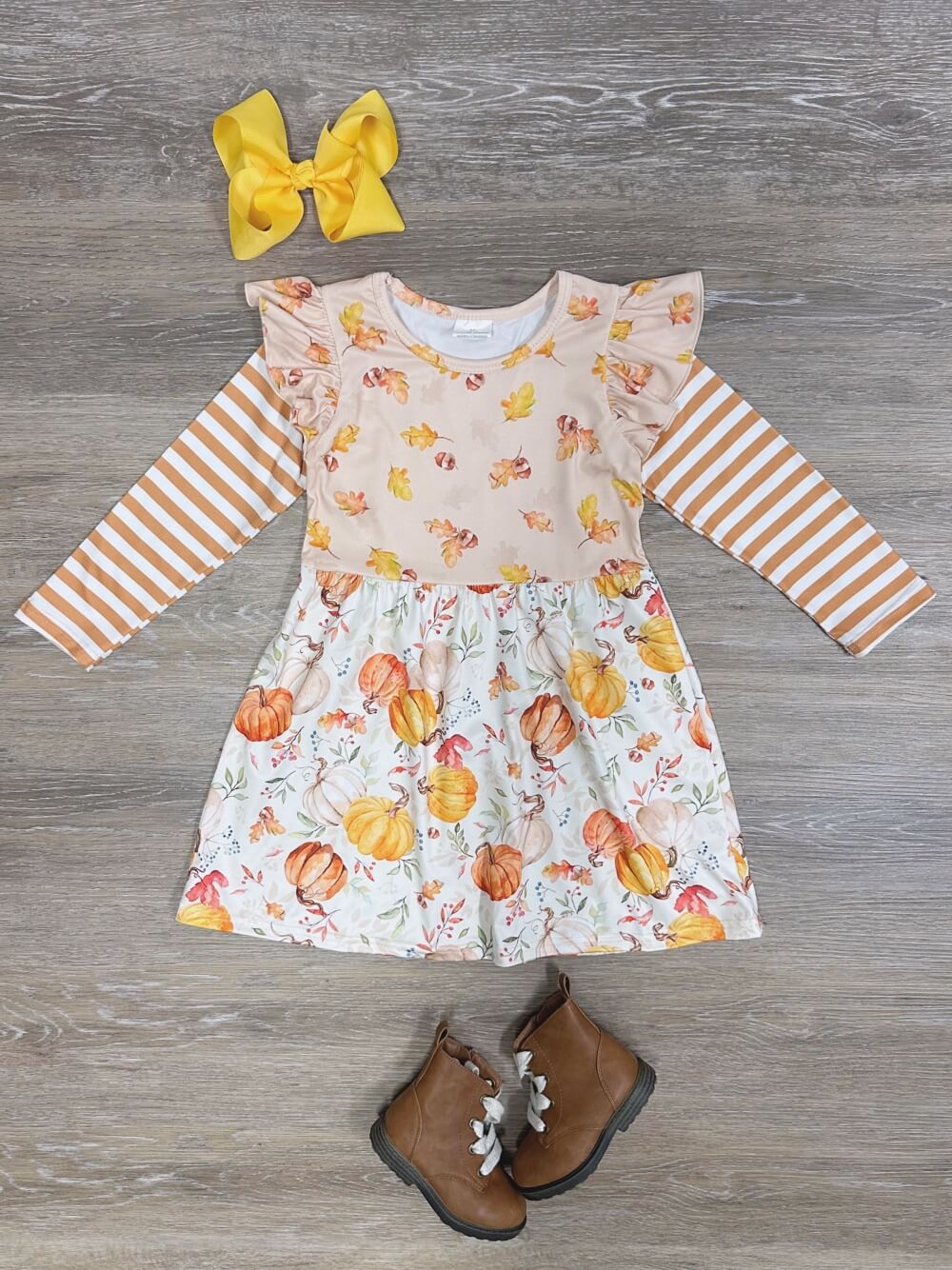 Autumn Cutie Girls Pumpkin Patch Twirl Dress - Sydney So Sweet