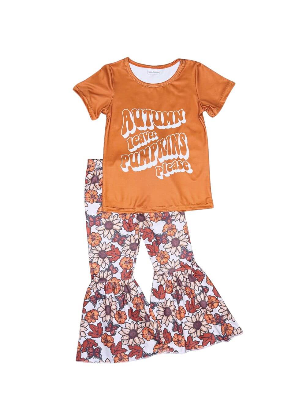 Autumn Leaves & Pumpkins Girls Bell Bottoms Outfit
