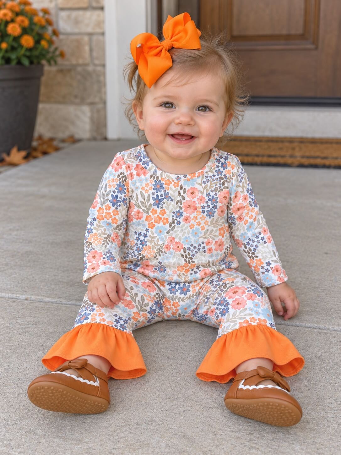 Autumn Meadow Floral Baby Romper