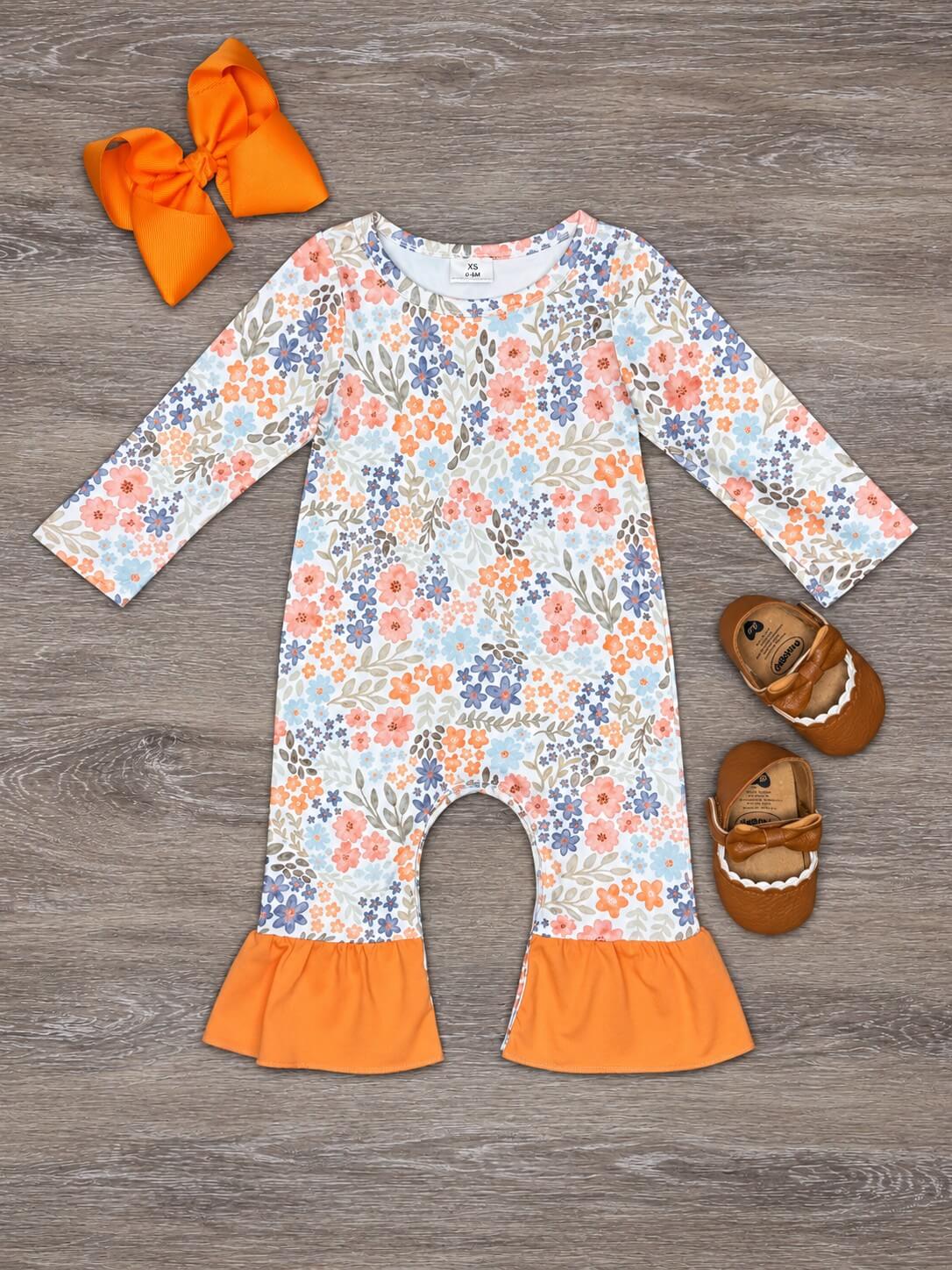 Autumn Meadow Floral Baby Romper