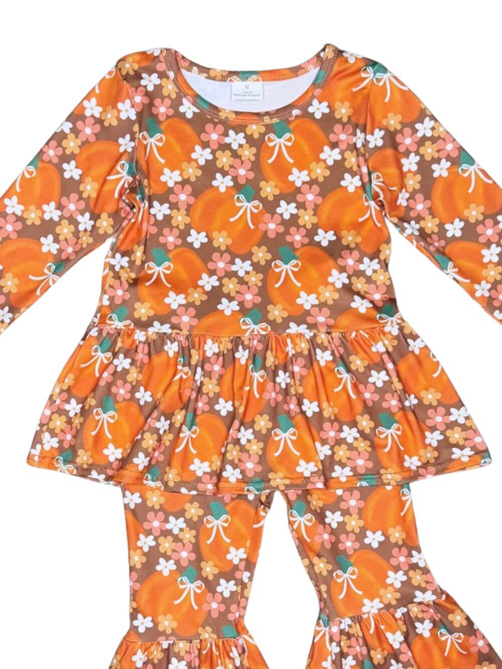 Autumn Pumpkin Floral Girls Bell Bottoms Outfit