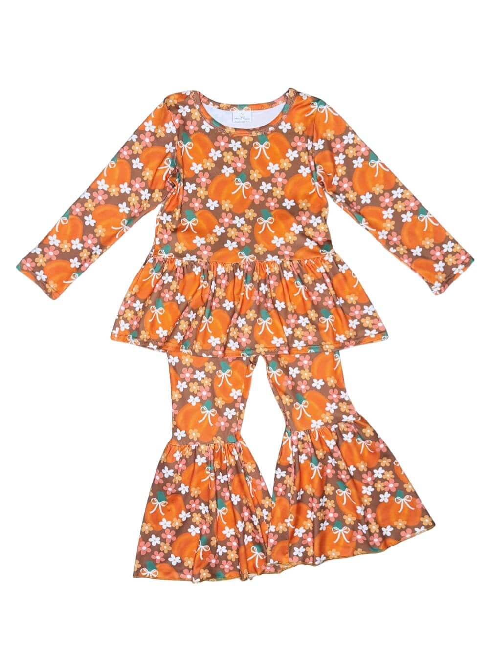 Autumn Pumpkin Floral Girls Bell Bottoms Outfit