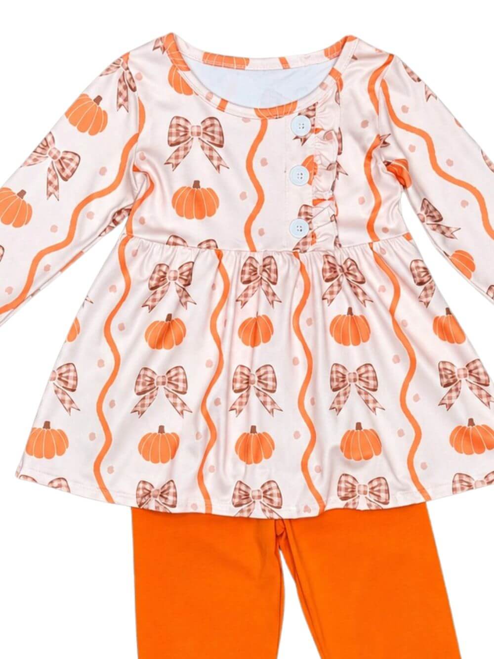 Autumn Pumpkins & Bows Girls Ruffle Pants Outfit