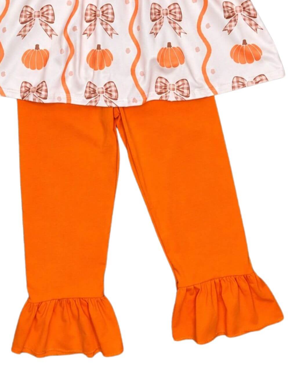Autumn Pumpkins & Bows Girls Ruffle Pants Outfit