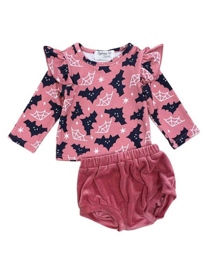 Baby Bat Pink 2 Piece Girls Halloween Outfit - Sydney So Sweet
